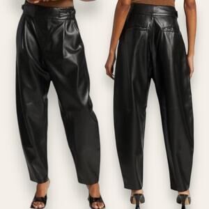 NWT AGOLDE PANTS BLACK LEATHER FAUX BALLOON BAGGY BARREL EDGY GRUNGE TROUSERS